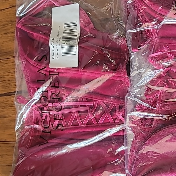 Victoria's secret DREAM ANGELS Velvet Lace-Up Corset Bra CLARET RED SMALL - Picture 5 of 9